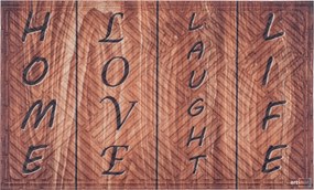 Lábtörlő gumi ajtóhoz 45 x 75 cm, fa mintával, sötétbarna