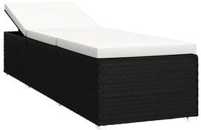 3 részes fekete polyrattan kerti napozóágy szett asztallal