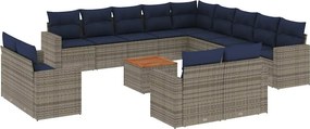 vidaXL 14 részes szürke polyrattan kerti ülőgarnitúra párnákkal