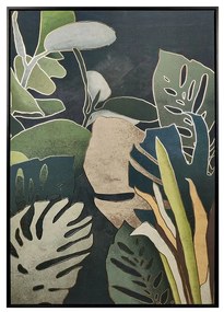 Keretezett falikép, monstera levelek, 60x90 cm, zöld-fekete - NUIT CALINE