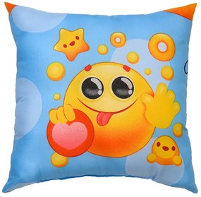 EMOJI kék mikroszálas díszpárna 45 x 45 cm