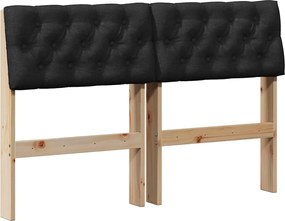 vidaXL Kárpitozott fejtámla Fekete 120 cm Tömör fenyőfa