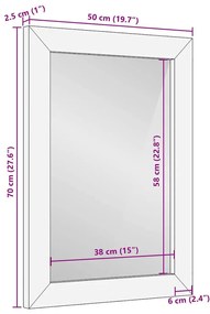 Fürdőszobai tükör tükörrel Fekete és Arany 50 x 2.5 x 70 cm