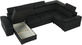 Ülőgarnitúra, sötétszürke, balos kivitel, SEGORIA ROH U