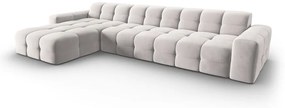 Világosszürke bársony sarokkanapé (bal oldali) Kendal – Micadoni Home
