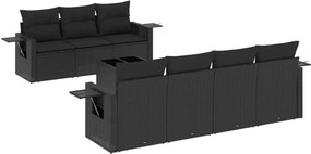 vidaXL 8 részes fekete polyrattan kerti ülőgarnitúra párnákkal