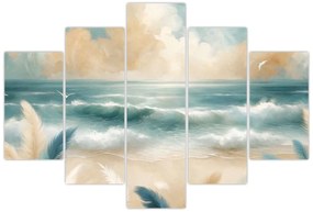 Kép – Festett strand lágy színekben (150x105 cm)