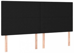 fekete szövet LED-es fejtámla 200x5x118/128 cm
