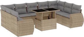 vidaXL 10 részes bézs polyrattan kerti ülőgarnitúra párnával