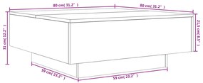 fekete szerelt fa dohányzóasztal 80 x 80 x 31 cm