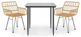 vidaXL 3 részes polirattan kerti étkezőgarnitúra