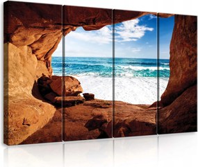 Vászonkép 120x80 Tengeri barlang tengerpart tenger hullámok sziklák természet nyugalom