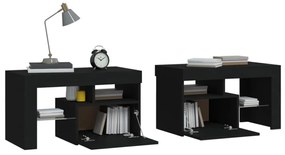 2 db fekete színű LED-lámpás éjjeliszekrény 70x36,5x40 cm