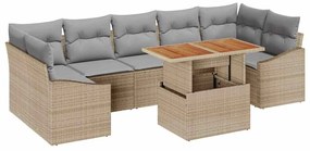 vidaXL Kert étkező szett párnával 8 pcs Barna és szürke