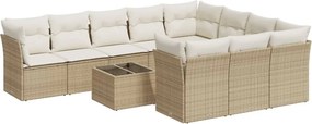 vidaXL 11 részes bézs polyrattan kerti ülőgarnitúra párnákkal