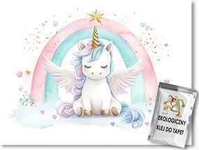 Fotótapéta Flizelina Mese Unikornis Szivårvåny Csillagok 150x105 ragasztó