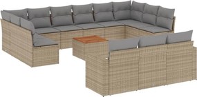 vidaXL 14 részes bézs polyrattan kerti ülőgarnitúra párnával