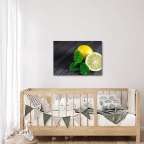 Citrom és a menta az asztalon képe (70x50 cm)
