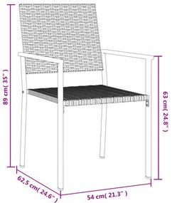 3 részes polyrattan és acél kerti étkezőgarnitúra