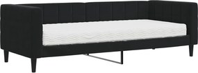 vidaXL fekete bársony heverő matraccal 80 x 200 cm
