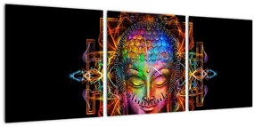 Kép - Buddha mellszobra neon színekben (órával) (90x30 cm)