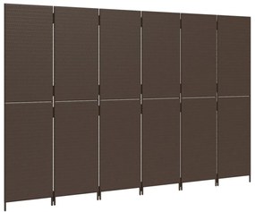 barna 6-paneles polyrattan térelválasztó
