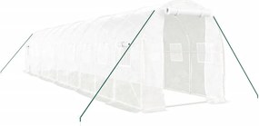 vidaXL fehér acélvázas melegház 20 m² 10 x 2 x 2 m