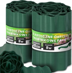Gyepszegély 20 cm 18 m Kerti Hullámos Paliszád Border Zöld Us-t