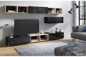 Nappali fal Calabria C26 BLACK (fekete + artisan tölgy) (világítás nélkül). 1051563