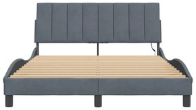 sötétszürke bársony ágykeret LED-világítással 120 x 200 cm