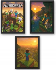 Három darabos Minecraft poszter szett A4-es méretben