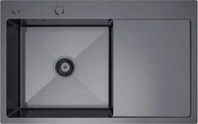 Erga HD, 1 kamrás acél mosogató 780x490x210 mm, bal, grafit, ERG-MLS-HD7849LB