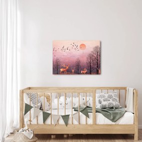 Kép - Szarvas a lenyugvó nap fényében (70x50 cm)