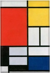 Mágnes Kompozíció piros, sárga, kék és fekete Piet Mondrian