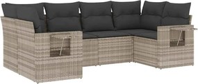 vidaXL 6 részes világosszürke polyrattan kerti ülőgarnitúra párnákkal