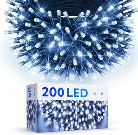 Karácsonyfa Fényfüzér 200 Led Fehér Hideg Programozó 8 Üzemmód