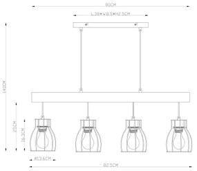 Globo 15326-4N - MINA 4 ágú függeszték E27/40W/230V