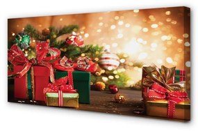 Canvas képek Ajándékok Karácsonyi díszek fények 100x50 cm