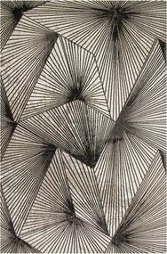 Geometriai Szőnyeg Kétszintes Mintás Fekete Bézs Krém Stúdió 160x230 cm