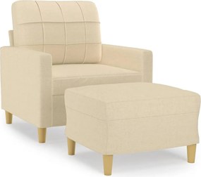 vidaXL krémszínű szövet kanapéfotel lábtartóval 60 cm