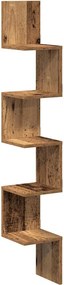 vidaXL antik fa színű szerelt fa fali sarokpolc 20 x 20 x 127,5 cm