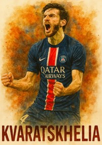 Poszter 50x70 cm Kvaratskhelia focilabda