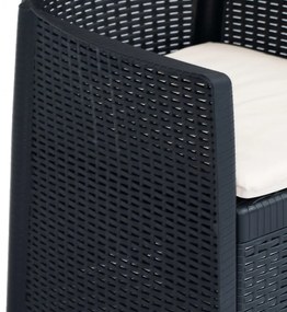 3-részes antracitszürke rattan jellegű műanyag bisztrószett