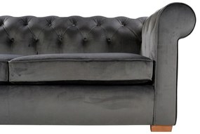 Oxford Chesterfield Kihúzható kanapé, 3 személyes 88x216x75 cm, antracitszürke