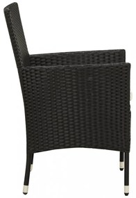 vidaXL 9 részes fekete polyrattan kültéri étkezőszett párnákkal