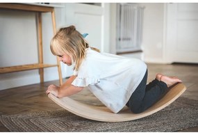 Kék-natúr színű borovi fenyő egyensúlyozó deszka 80x30x18 cm Montessori – Meowbaby