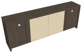 Verno alacsony szekrény 248 x 46 x 90 cm, kombinált ajtó, antracit tölgy / vanília