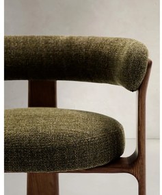 Khaki-barna kőrisfa karfás étkezőfotel Granite – Kave Home