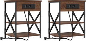 vidaXL Éjjeliszekrény 2 pcs Barna Tölgy 41 x 31 x 51 cm Faanyag