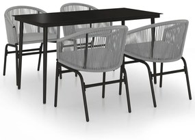 vidaXL 5 részes szürke kerti étkezőgarnitúra